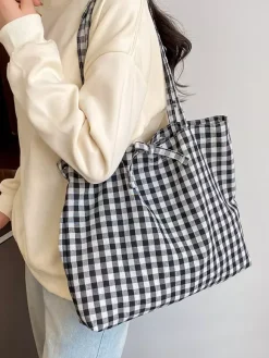 Summer Vacation Lightweight Checkered Daily Casual Shoulder Shopping Purse