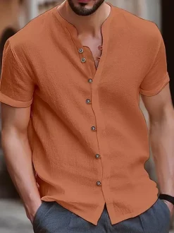 Summer Beach Casual Shirts Short Sleeve Cuban Men's Shirts