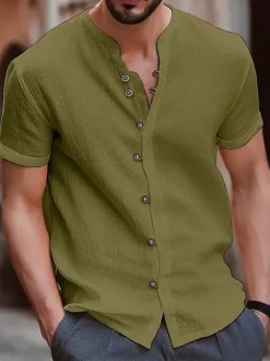 Summer Beach Casual Shirts Short Sleeve Cuban Men's Shirts