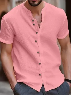 Summer Beach Casual Shirts Short Sleeve Cuban Men's Shirts
