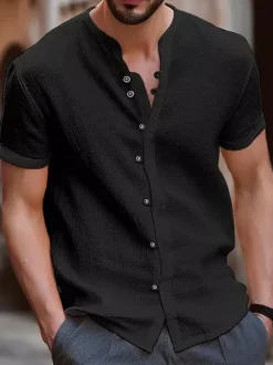 Summer Beach Casual Shirts Short Sleeve Cuban Men's Shirts