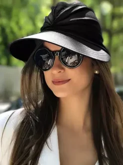 Sun Visor Hat Wide Brim Summer UPF 50+ UV Protection Elastic Hollow Cap For Women 2026