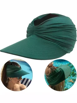 Sun Visor Hat Wide Brim Summer UPF 50+ UV Protection Elastic Hollow Cap For Women 2026