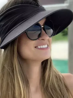 Sun Visor Hat Wide Brim Summer UPF 50+ UV Protection Elastic Hollow Cap For Women 2026