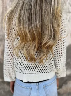 Sweaters Cardigans White 3/4 Length Sleeves V-Neck Front Tie Cropped Cover Up Top