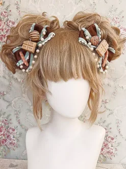 Sweet Bows Headdress Lolita Accessories Mint Green Two Piece Headwear