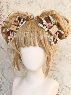 Sweet Bows Headdress Lolita Accessories Mint Green Two Piece Headwear
