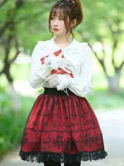 Sweet Lace Lolita SK Burgundy Lolita Skirts