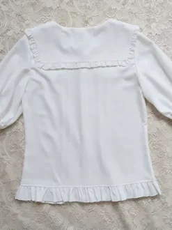 Sweet Lolita Blouses Lolita Top Ecru White Half Sleeves Bows Pleated Lolita Shirt