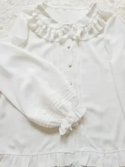 Sweet Lolita Blouses Ruffles Long Sleeves Lolita Top Blouse White Lolita Shirt
