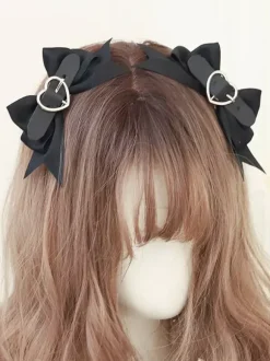 Sweet Lolita Accessories Black Chains Polyester Fiber Headwear Hearts Pattern Miscellaneous
