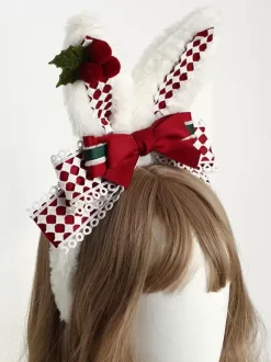 Sweet Lolita Accessories Red Bows Headwear Plaid Miscellaneous