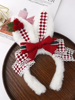 Sweet Lolita Accessories Red Bows Headwear Plaid Miscellaneous