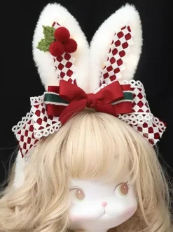 Sweet Lolita Accessories Red Bows Headwear Plaid Miscellaneous
