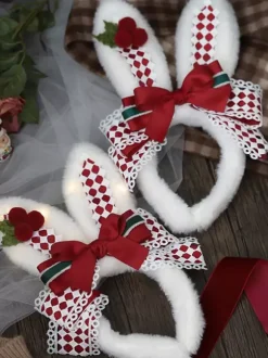 Sweet Lolita Accessories Red Bows Headwear Plaid Miscellaneous