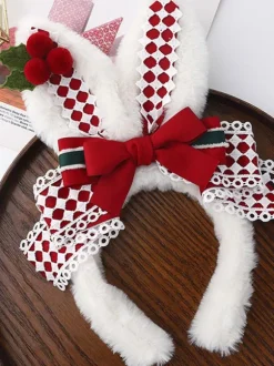 Sweet Lolita Accessories Red Bows Polyester Fiber Accessory Plaid Miscellaneous