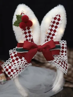 Sweet Lolita Accessories Red Bows Polyester Fiber Accessory Plaid Miscellaneous