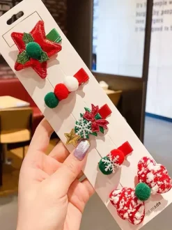 Sweet Lolita Accessories Red Bows Christmas Pattern Headwear Miscellaneous