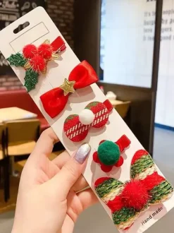 Sweet Lolita Accessories Red Bows Christmas Pattern Headwear Miscellaneous