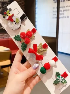 Sweet Lolita Accessories Red Bows Christmas Pattern Headwear Miscellaneous