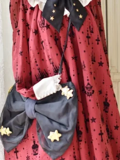 Sweet Lolita Bag Black Polyester Stars Print Polyester cross-body bag Lolita Accessories