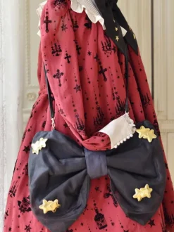 Sweet Lolita Bag Black Polyester Stars Print Polyester cross-body bag Lolita Accessories