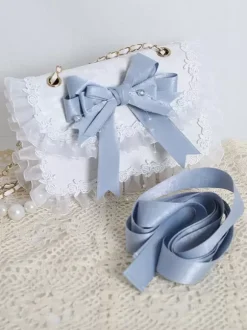 Sweet Lolita Bag Pink Organza Bows Lace Polyester Fiber Handbag Lolita Accessories
