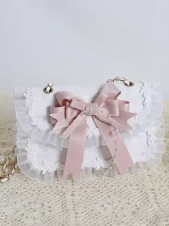 Sweet Lolita Bag Pink Organza Bows Lace Polyester Fiber Handbag Lolita Accessories