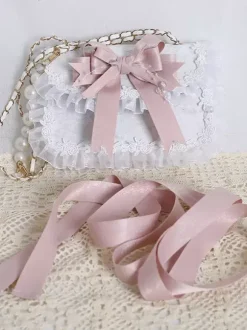 Sweet Lolita Bag Pink Organza Bows Lace Polyester Fiber Handbag Lolita Accessories