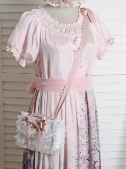 Sweet Lolita Bag Pink Organza Bows Lace Polyester Fiber Handbag Lolita Accessories