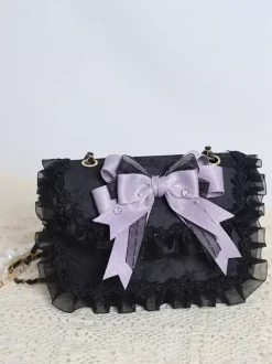 Sweet Lolita Bag Pink Organza Bows Lace Polyester Fiber Handbag Lolita Accessories
