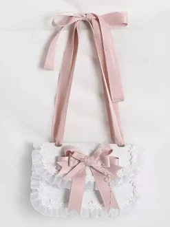 Sweet Lolita Bag Pink Organza Bows Lace Polyester Fiber Handbag Lolita Accessories