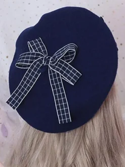 Sweet Lolita Beret Daisy Floral Bow Wool Lolita Hat