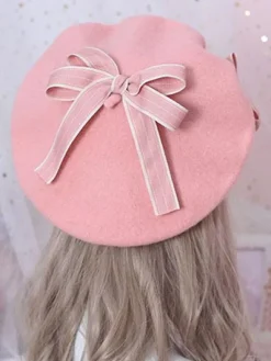 Sweet Lolita Beret Daisy Floral Bow Wool Lolita Hat