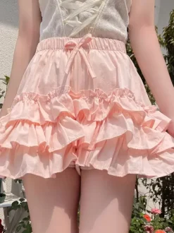 Sweet Lolita Bloomers Pink Ruffles Loose Lolita Pant