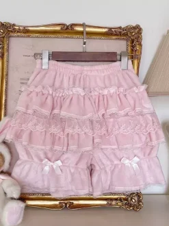 Sweet Lolita Bloomers Ruffles Lace Loose Pink Lolita Shorts