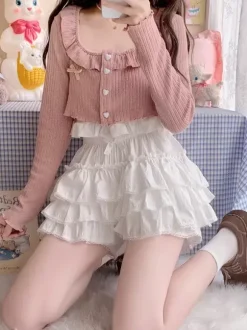 Sweet Lolita Bloomers Ruffles Loose White Lolita Shorts