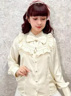 Sweet Lolita Blouses Bows Ruffles Long Sleeves Blouse Lolita Top White Lolita Shirt