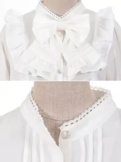 Sweet Lolita Blouses Bows Ruffles Long Sleeves Blouse Lolita Top White Lolita Shirt