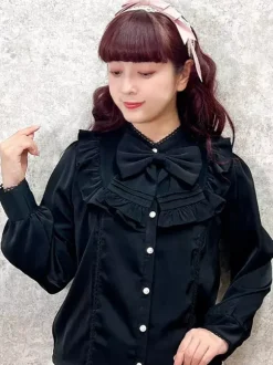 Sweet Lolita Blouses Bows Ruffles Long Sleeves Blouse Lolita Top White Lolita Shirt