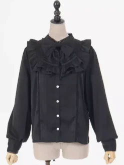Sweet Lolita Blouses Bows Ruffles Long Sleeves Blouse Lolita Top White Lolita Shirt