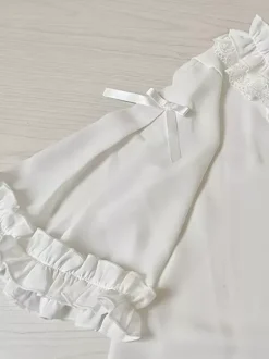 Sweet Lolita Blouses Lolita Top White Short Sleeves Lace Ruffles Lolita Shirt