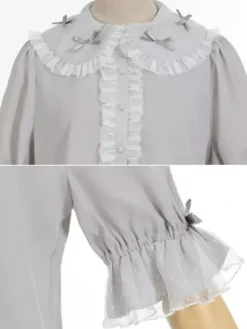 Sweet Lolita Blouses Purple Lolita Top Short Sleeves Ruffles Lace Lolita Shirt