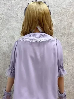 Sweet Lolita Blouses Purple Lolita Top Short Sleeves Ruffles Lace Lolita Shirt