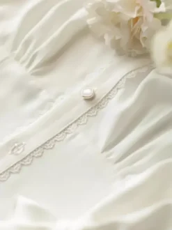Sweet Lolita Blouses Ruffles Long Sleeves Blouse Lolita Top Ecru White Lolita Shirt