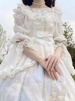 Sweet Lolita Blouses White Long Sleeves Lolita Top Ruffles Lolita Shirt