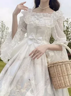 Sweet Lolita Blouses White Long Sleeves Lolita Top Ruffles Lolita Shirt