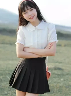 Sweet Lolita Blouses White Short Sleeves Ruffles Lolita Top Lolita Shirt