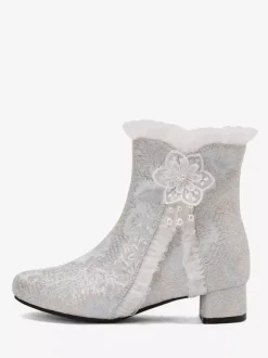 Sweet Lolita Boots Soft Pink Bows Round Toe Textile Lolita Shoes
