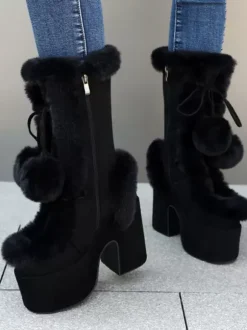 Sweet Lolita Boots Suede Nap Bows Round Toe White Lolita Footwear